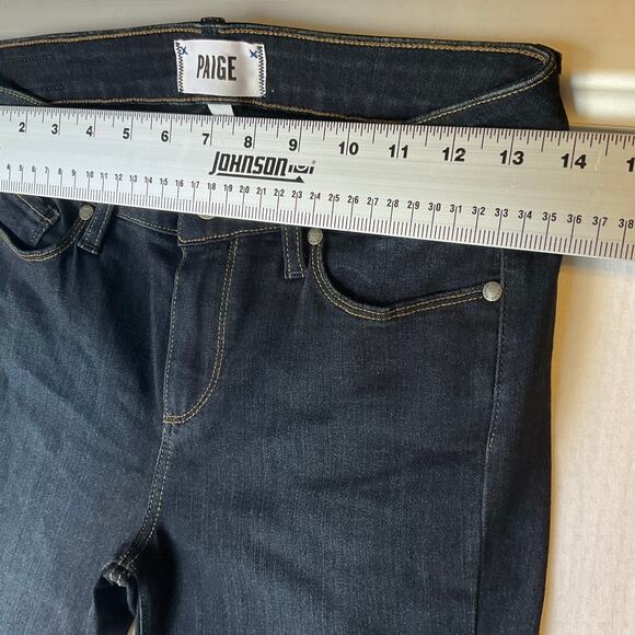 Paige Women Skyline Skinny Jeans size 28 Dark Blue Mid Rise Stretch Boot Cut - Picture 3 of 10